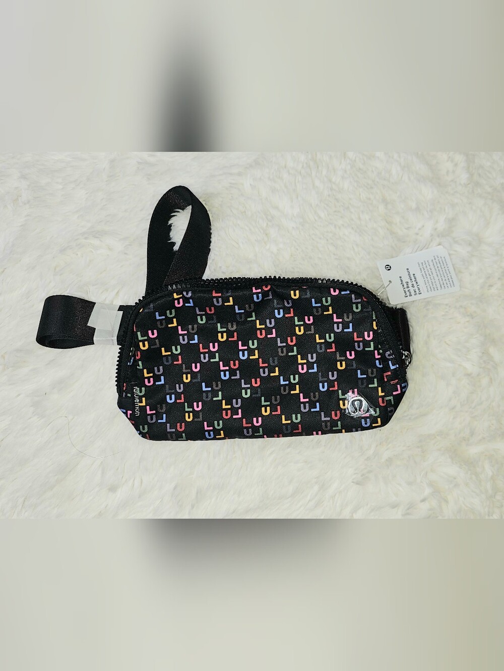 lululemon Black Belt Bag with Silver Hardware